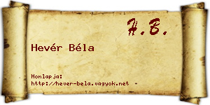 Hevér Béla névjegykártya